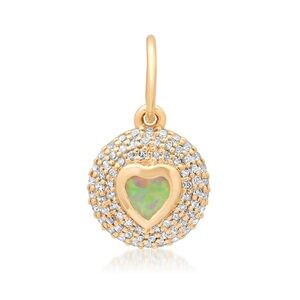 Curated by AB Gold Heart Pendant with Opal Center